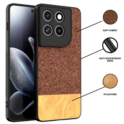 Kapa Soft Fabric & Leather Hybrid Protective Back Cover for Moto Edge 70 | Shockproof Slim Hard Anti Slip Back Case (Brown)