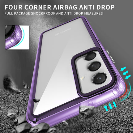 Kapa Warrior Acrylic Clear Back Cover For Samsung Galaxy M55 (5G) | Slim Shockproof [Military Grade Protection] Hybrid Bumper Case (Purple Sides) - Mobizang