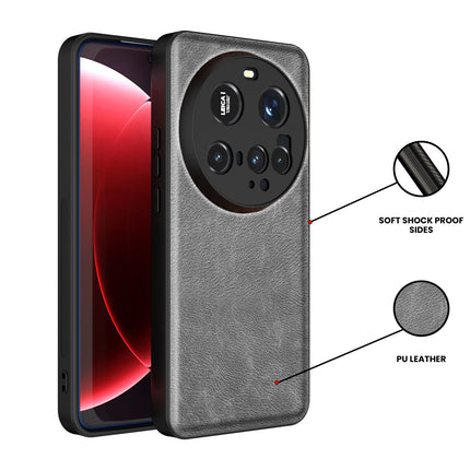 Kapa Tux Leather Back Cover for Xiaomi 15 Ultra | Slim Shockproof Camera Protection Bumper Case (Grey)