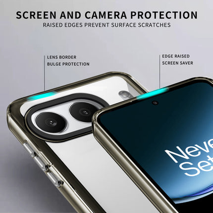 Kapa Warrior Acrylic Clear Back Cover For OnePlus Nord 4 | Slim Shockproof [Military Grade Protection] Hybrid Bumper Case (Grey Sides)