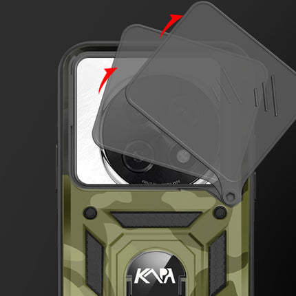 Kapa Tank Back Cover for Oppo F29 5G | Inbuilt Ring + Slider Shockproof Lens Protection Bumper Back Case (Green)