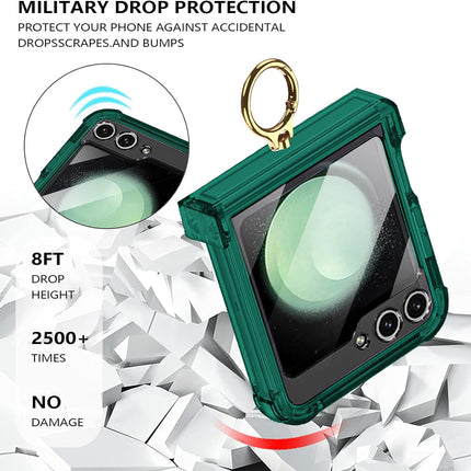 Kapa Clear Airbag Ring Back Case for Samsung Galaxy Flip6 / Z Flip 6 | Transparent Shockproof Slim Hard Protective Cover (Green)