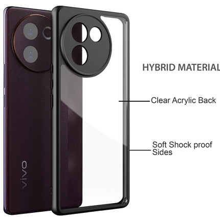Kapa Hawkeye Clear Back Cover for Vivo V30E (5G) | Camera Lens Protector Shockproof Slim Clear Case Cover (Black)