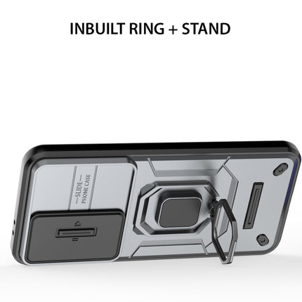Kapa Armor Slider Back Cover for Samsung Galaxy A36 | Inbuilt Ring + Camera Slider Shockproof Lens Protection Bumper Back Case (Grey)