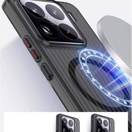 Kapa Wave Magnetic Frosted Grip Back Cover for Xiaomi 15 | [MagSafe Compatible] Wireless charging, Slim, Metal Buttons Matte Finish Back Case (Grey)