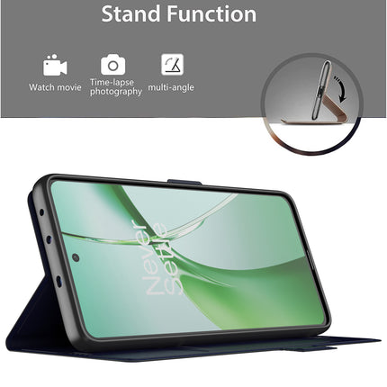Kapa Noble Slim Magnetic Leather Flip Case Cover for OnePlus Nord CE 4 | Card Holder Stand Flip Wallet Case (Blue)