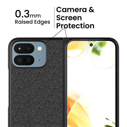 Kapa Soft Full Fabric Protective Back Case Cover for Google Pixel 9 Pro Fold | Shockproof Slim Hard Anti Slip Back Case (Black)
