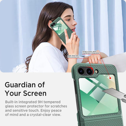 Kapa Textured Grip Hinge Protection Back Cover for Samsung Galaxy Z Flip6 / Z Flip 6 | with [Inbuilt Glass] Full Body Shockproof Hard Back Case (Green)