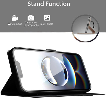 Kapa Noble Slim Magnetic Leather Flip Case Cover for Apple iPhone 16E | Card Holder Stand Flip Wallet Case (Black)