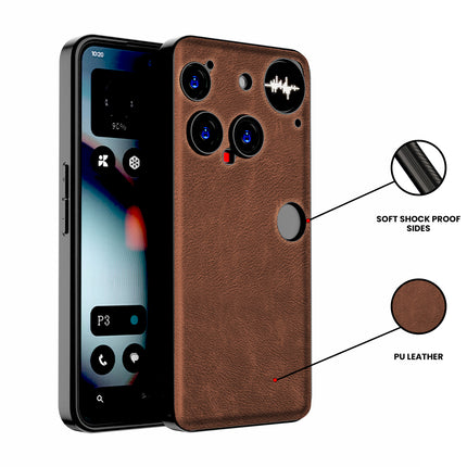 Kapa Tux Leather Back Cover for Nothing Phone 3 5G | Slim Shockproof Camera Protection Bumper Case (Brown)