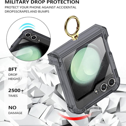 Kapa Clear Airbag Ring Back Case for Samsung Galaxy Flip6 / Z Flip 6 | Transparent Shockproof Slim Hard Protective Cover (Black)