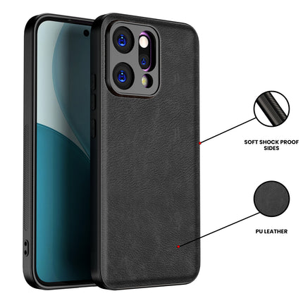 Kapa Tux Leather Back Cover for Oppo Reno 14 5G | Slim Shockproof Camera Protection Bumper Case (Black)