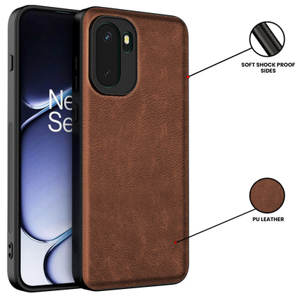 Kapa Tux Leather Back Cover for OnePlus 15R | Slim Shockproof Camera Protection Bumper Case (Brown) - Mobizang