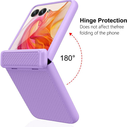 Kapa Textured Grip Hinge Protection Back Cover for Moto Razr 50 Ultra| with [Inbuilt Glass] Full Body Shockproof Hard Back Case (Purple) - Mobizang