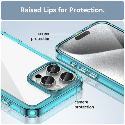 Kapa Unicorn Acrylic Clear Back Cover For Apple iPhone 16 Pro Max | Slim Shockproof [Military Grade Protection] Hybrid Bumper Case (Blue Sides)