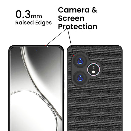 Kapa Soft Fabric & Leather Hybrid Protective Back Cover for Realme GT 6 / GT 6T | Shockproof Slim Hard Anti Slip Back Case (Black,Brown)