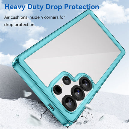 Kapa Unicorn Acrylic Clear Back Cover For Samsung Galaxy S25 Ultra | Slim Shockproof [Military Grade Protection] Hybrid Bumper Case (Blue Sides) - Mobizang