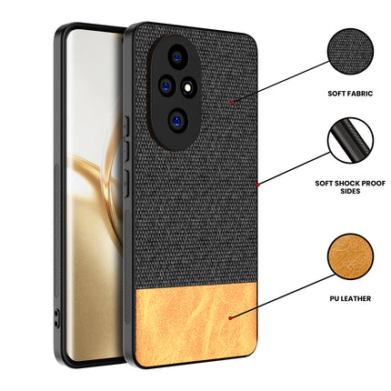 Kapa Soft Fabric & Leather Hybrid Protective Back Cover for Honor 200 Pro (5G) | Shockproof Slim Hard Anti Slip Back Case (Black,Brown)