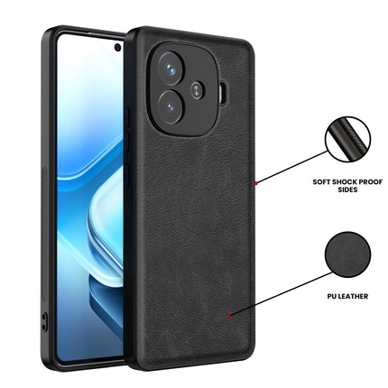 Kapa Tux Leather Back Cover for iQoo Neo 10R | Slim Shockproof Camera Protection Bumper Case (Black)