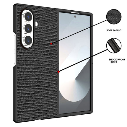 Kapa Soft Full Fabric Protective Back Case Cover for Samsung Galaxy Z Fold 7 | Shockproof Slim Hard Anti Slip Back Case (Black)