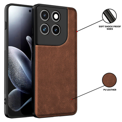 Kapa Tux Leather Back Cover for Moto Edge 70 | Slim Shockproof Camera Protection Bumper Case (Brown)