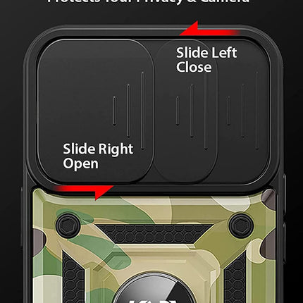 Kapa Tank Back Cover for Vivo V29E (5G) | Inbuilt Ring + Slider Shockproof Lens Protection Bumper Back Case (Green)