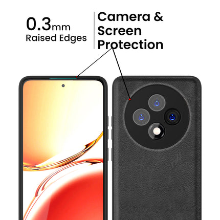 Kapa Tux Leather Back Cover for Oppo F27 (5G) | Slim Shockproof Camera Protection Bumper Case (Black)