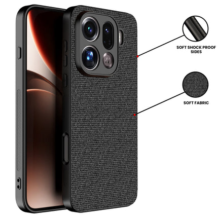 Kapa Soft Full Fabric Protective Back Case Cover for Oppo Find X9 Pro | Shockproof Slim Hard Anti Slip Back Case (Black) - Mobizang