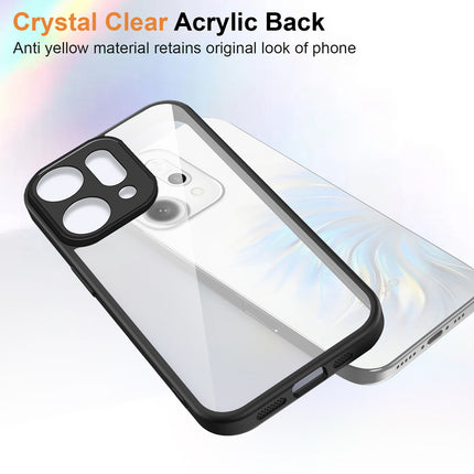 Kapa Hawkeye Clear Slim Tough Back Cover for Oppo Reno 14 Pro 5G | Camera Lens Protector Anti Yellow Shockproof Clear Hybrid Case Cover (Black) - Mobizang