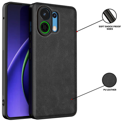 Kapa Tux Leather Back Cover for Oppo K13 Turbo / K13 Turbo Pro | Slim Shockproof Camera Protection Bumper Case (Black)