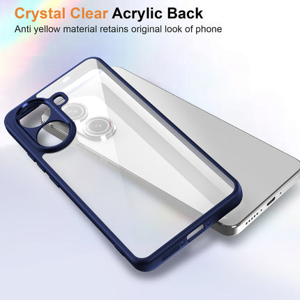 Kapa Hawkeye Clear Slim Tough Back Cover for Poco F7 5G | Camera Lens Protector Anti Yellow Shockproof Clear Hybrid Case Cover (Blue Sides)