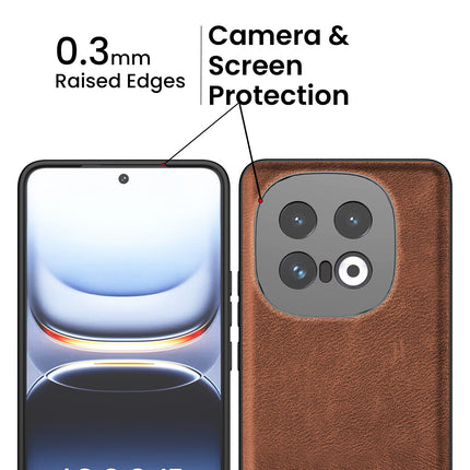 Kapa Tux Leather Back Cover for Iqoo 13 (5G) | Slim Shockproof Camera Protection Bumper Case (Brown)