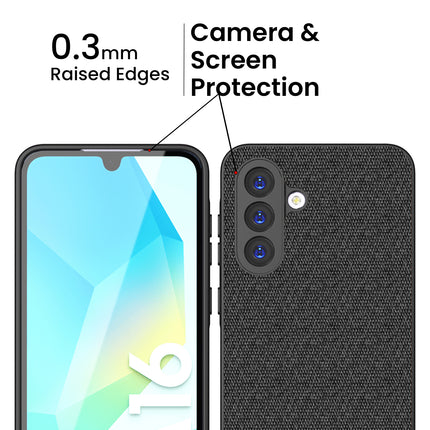 Kapa Soft Fabric & Leather Hybrid Protective Back Cover for Samsung Galaxy A16 | Shockproof Slim Hard Anti Slip Back Case (Black,Brown)