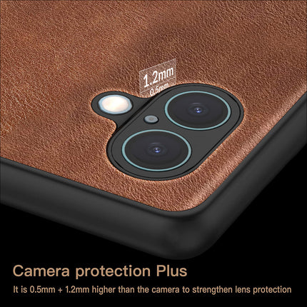 Kapa Tux Leather Back Cover for Apple iPhone 16 Plus | Slim Shockproof Camera Protection Bumper Case (Brown)