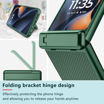 Kapa Textured Grip with Stand Hinge Protection Back Cover for Moto Razr 60 Ultra | with [Inbuilt Glass] Full Body Shockproof Hard Back Case (Green)