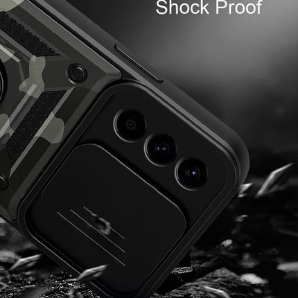 Kapa Tank Back Cover for Samsung Galaxy S25 Plus | Inbuilt Ring + Slider Shockproof Lens Protection Bumper Back Case (Black)