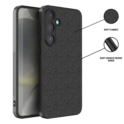 Kapa Soft Full Fabric Protective Back Case Cover for Samsung Galaxy S25 Plus | Shockproof Slim Hard Anti Slip Back Case (Black) - Mobizang