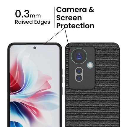 Kapa Soft Full Fabric Protective Back Case Cover for Oppo F25 Pro (5G) | Shockproof Slim Hard Anti Slip Back Case (Black) - Mobizang