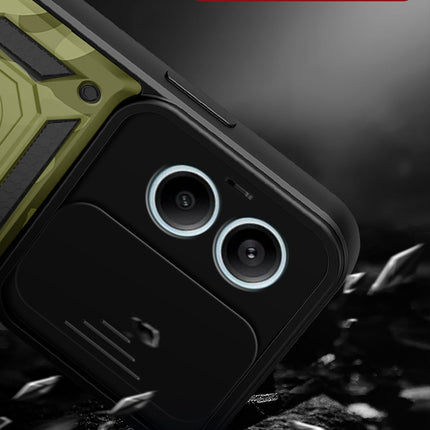 Kapa Tank Back Cover for Redmi Note 13 Pro (5G) | Inbuilt Ring + Slider Shockproof Lens Protection Bumper Back Case (Green) - Mobizang