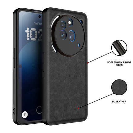 Kapa Tux Leather Back Cover for Nothing Phone 3A Pro | Slim Shockproof Camera Protection Bumper Case (Black)