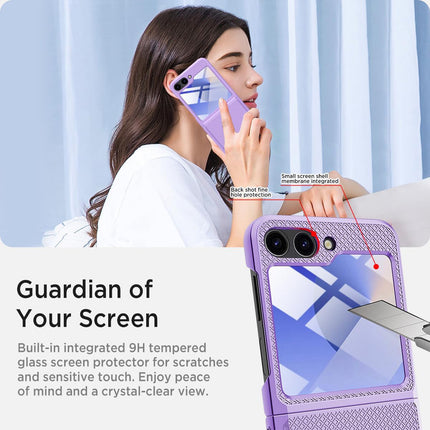 Kapa Textured Grip Hinge Protection Back Cover for Samsung Galaxy Z Flip5 / Z Flip 5 | with [Inbuilt Glass] Full Body Shockproof Hard Back Case (Purple)