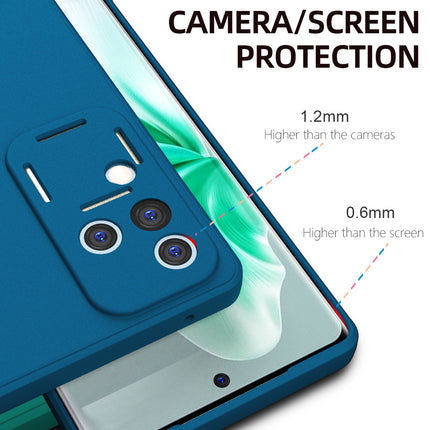 Kapa Matte Protective Lens Flexible Back Cover for Vivo V30 Pro (5G) | Slim Silicone with Soft Lining Shockproof Full Body Bumper Case (Blue)