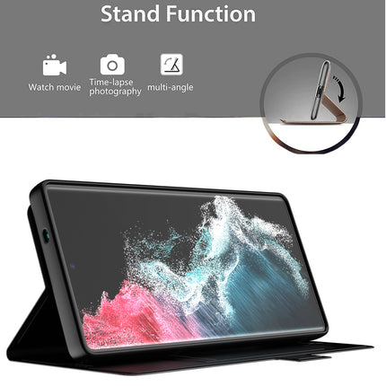 Kapa Noble Slim Magnetic Leather Flip Case Cover for Samsung Galaxy S25 Ultra | Card Holder Stand Flip Wallet Case (Black)