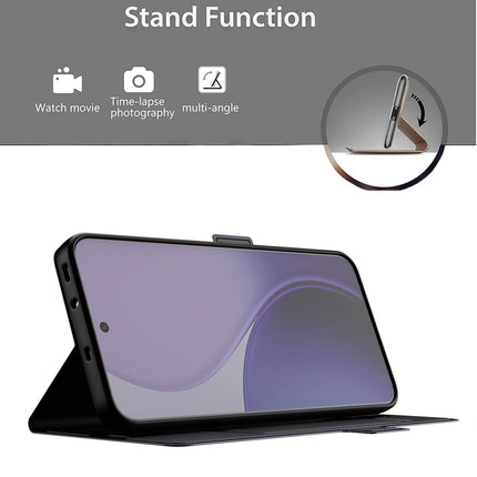 Kapa Noble Slim Magnetic Leather Flip Case Cover for Oppo Reno 14 PRO 5G | Card Holder Stand Flip Wallet Case (Black)