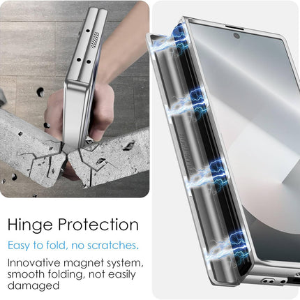 Kapa Magnetic Hinge With Inbuilt Stand Case for Samsung Galaxy Z Fold 6 | Shockproof Stand Hybrid Bumper Back Cover (Silver)