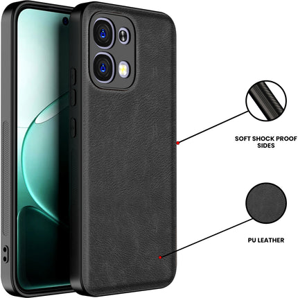 Kapa Tux Leather Back Cover for Oppo F31 5G | Slim Shockproof Camera Protection Bumper Case (Black)