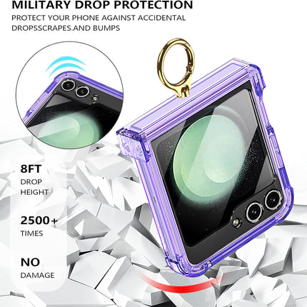 Kapa Clear Airbag Ring Back Case for Samsung Galaxy Flip6 / Z Flip 6 | Transparent Shockproof Slim Hard Protective Cover (Purple)