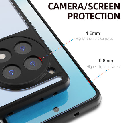 Kapa Hawkeye Clear Back Cover for OnePlus 12R | Camera Lens Protector Shockproof Slim Clear Case Cover (Black Sides)