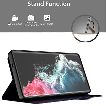 Kapa Noble Slim Magnetic Leather Flip Case Cover for Samsung Galaxy S25 Ultra | Card Holder Stand Flip Wallet Case (Blue)