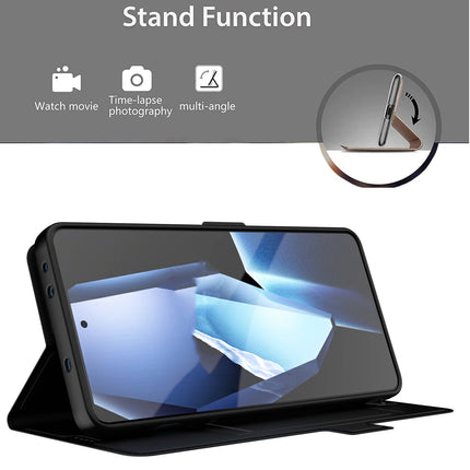 Kapa Noble Slim Magnetic Leather Flip Case Cover for OnePlus 13R | Card Holder Stand Flip Wallet Case (Black) - Mobizang